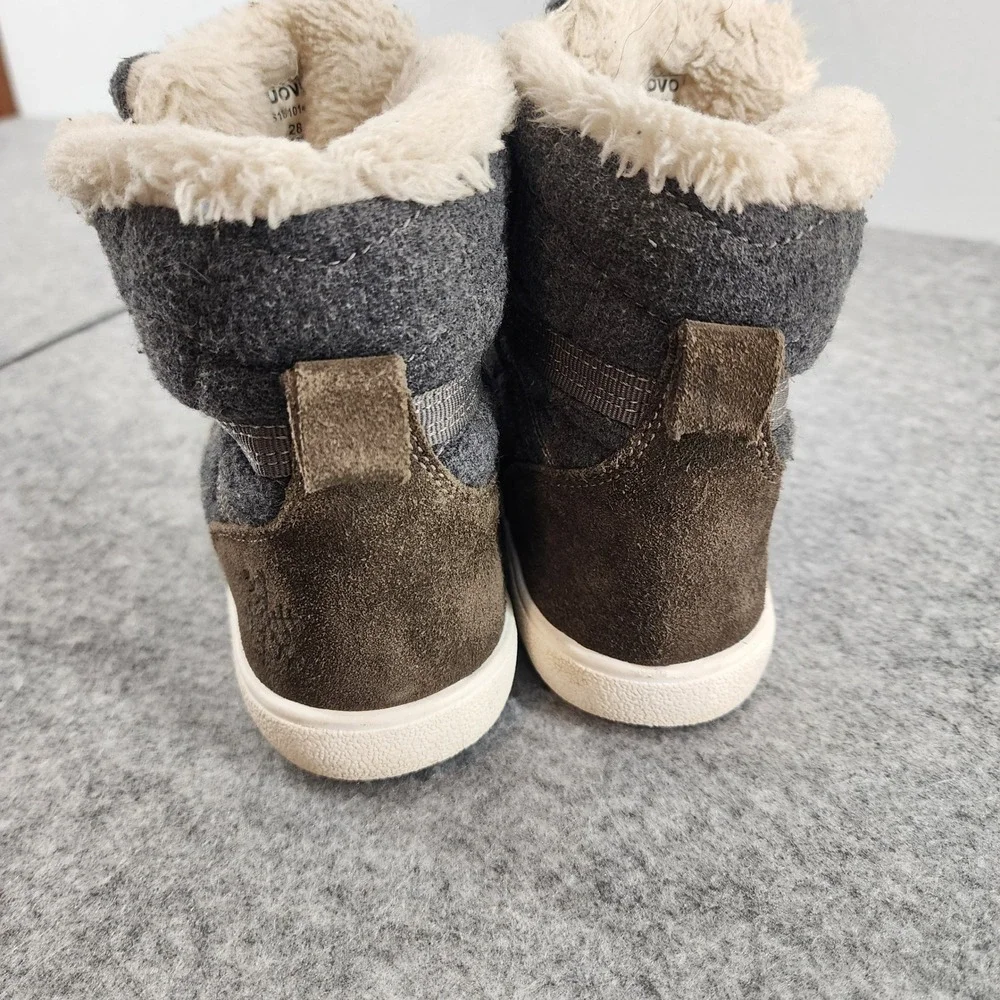 UOVO Kids 28/ US 11 Gray Brown Faux Fur Lined Quilted Winter Snow Boots